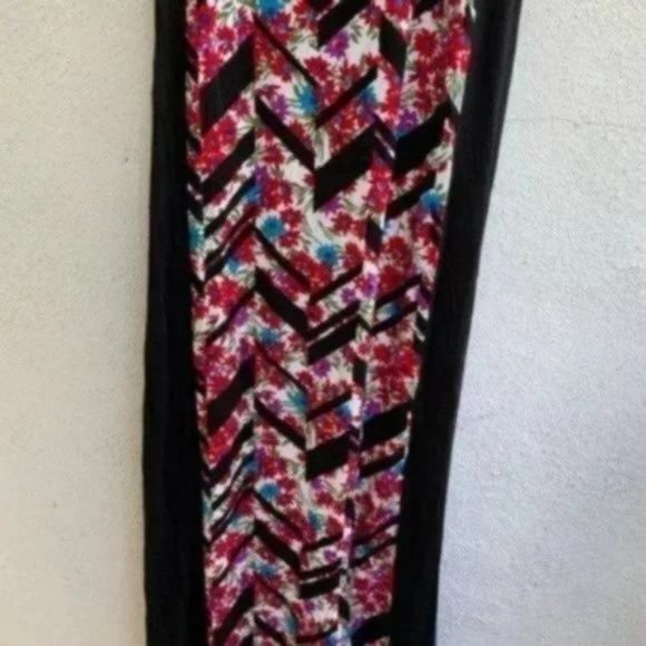 Eclipse black sides and printed insert maxi dress M - Picture 8 of 11